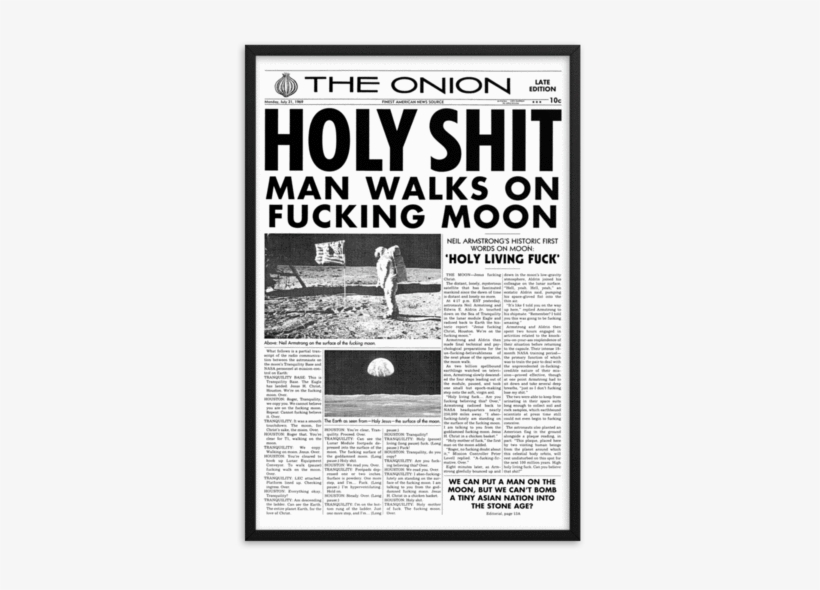 Framed 'man Walks On Moon' Front Page Poster From The - Moon, transparent png