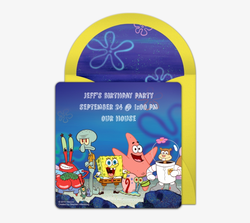 Spongebob Under The Sea Online Invitation - Sponge Bob, transparent png