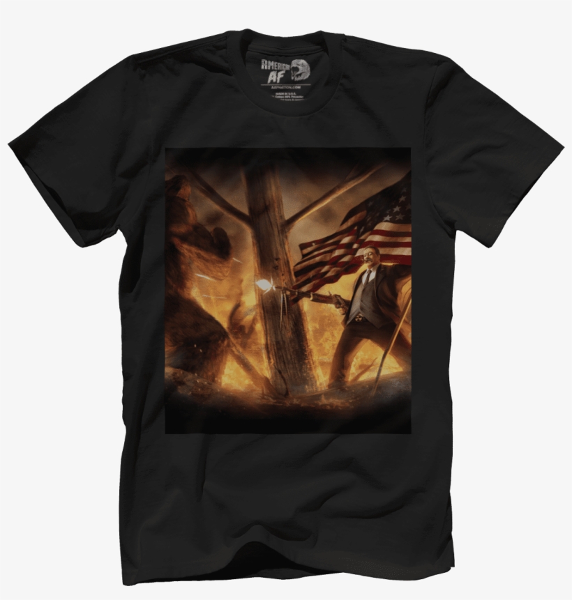 Teddy Roosevelt Vs Bigfoot - Countries That Landed On The Moon Shirt, transparent png