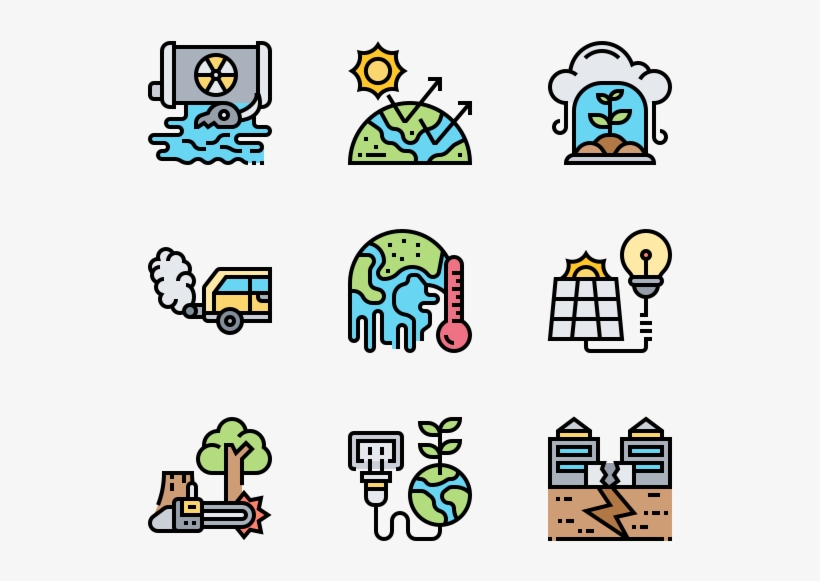 Global Warming - Artificial Intelligence Flat Icon, transparent png