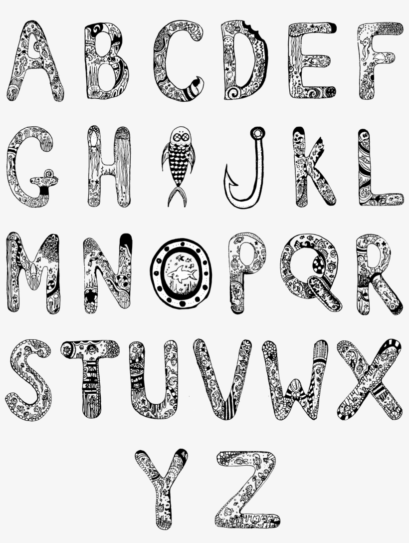 Abc Under The Sea - Line Art, transparent png