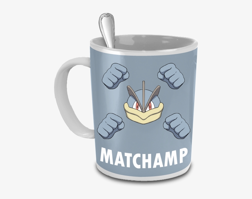 Matchamp The Machamp Face Pokemon 15oz Mug - Pokemon Coffee Cups Puns, transparent png