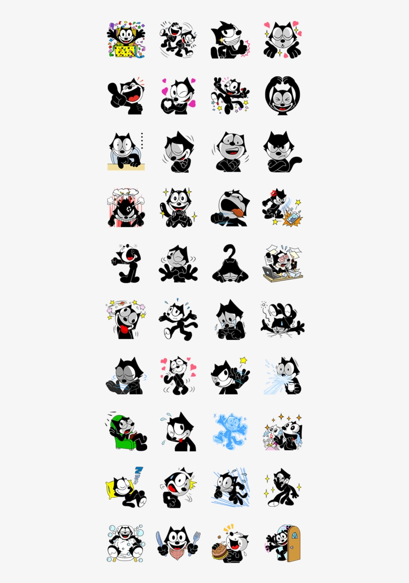 Felix The Cat - Black Butler Line Sticker, transparent png