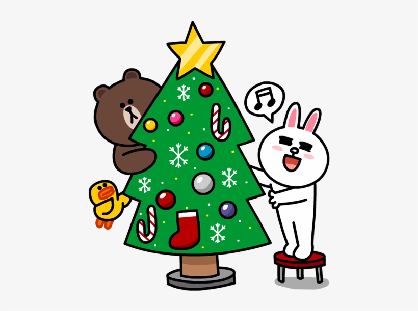 Line Stickers For Christmas - Cony And Brown Christmas, transparent png
