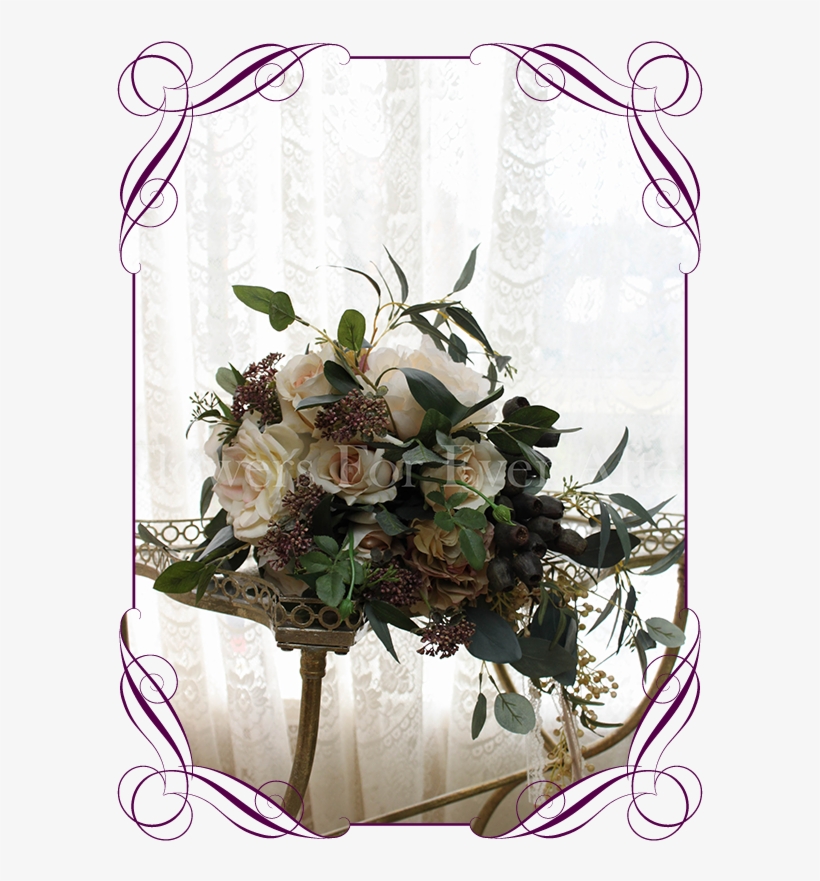 Cascading Bridal Silk Artificial Posy Bouquet - Bridesmaid Peony And Roses Bouquets, transparent png