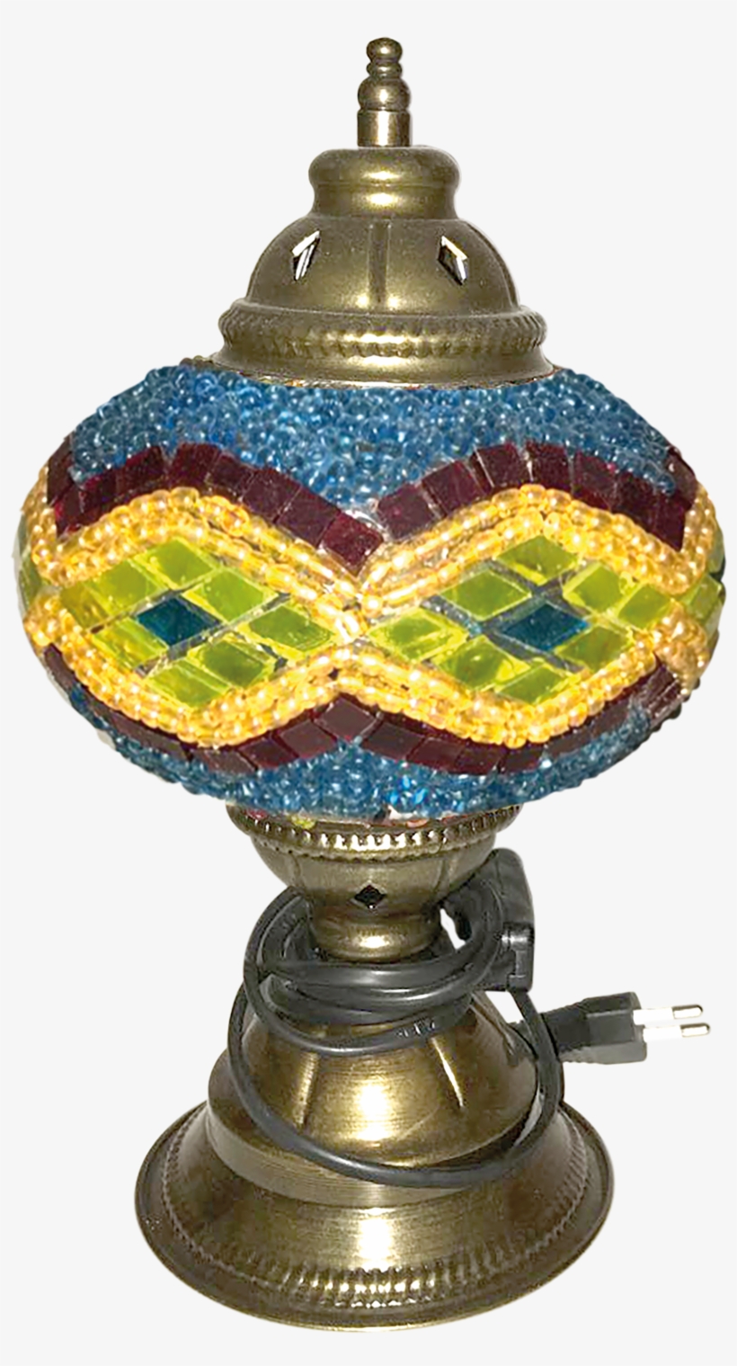 Blue Mosaic Glass Lamp - Brass, transparent png