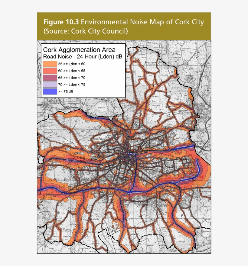 Environmental Noise Map Of Cork City - Map, transparent png
