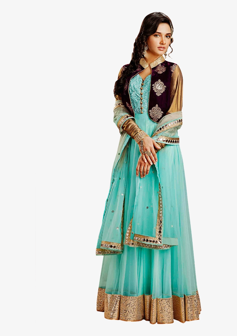 Anarkali Gown With Jacket, transparent png