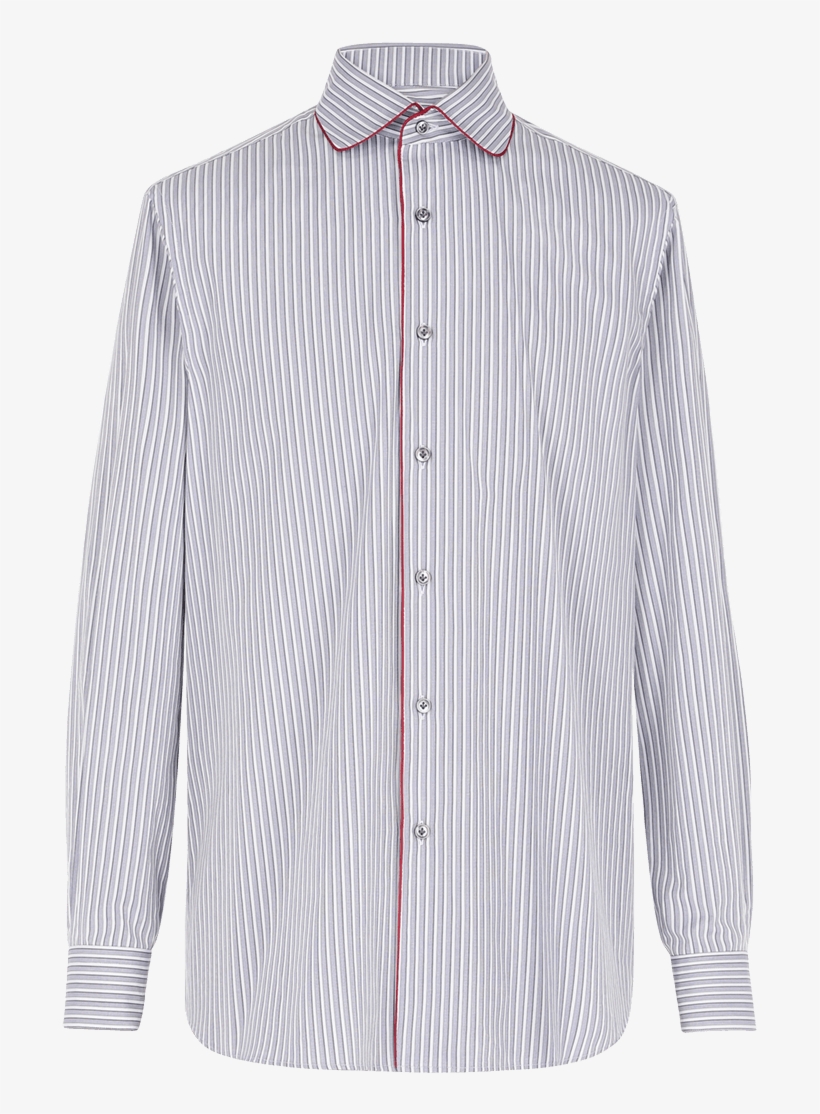 Striped Shirt With Contrasting Piping - Formal Wear, transparent png