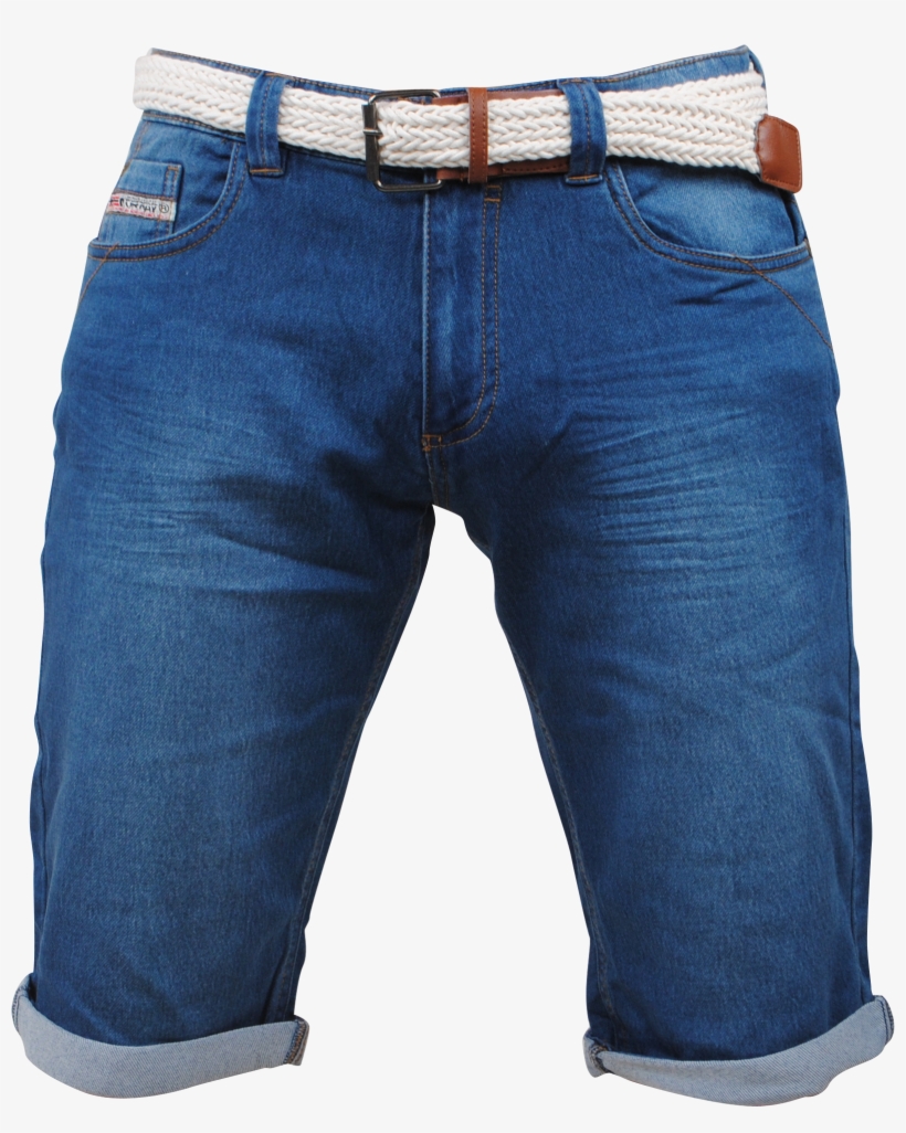 Men's Stretch Jeans Short With Free Belt - Pocket, transparent png