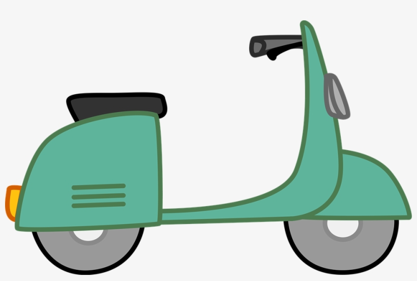 Moped, Scooter, Bike, White, Green, Kids, Scrapbook - Clip Art Moped, transparent png