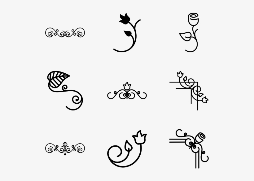 Floral Design - Line Art, transparent png