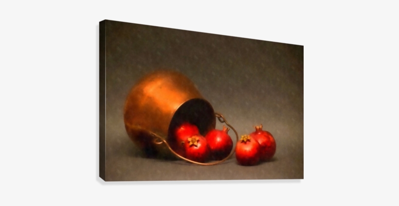 Copper Pot And Pomegranates Canvas Print - Still Life Photography, transparent png