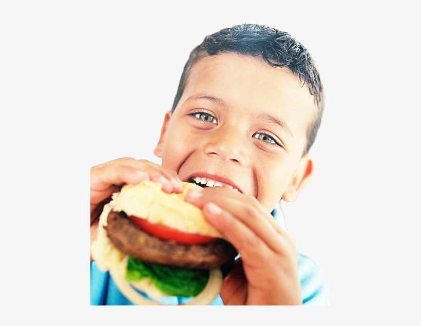 Kid Eats Burger - Kid Eating A Burger, transparent png