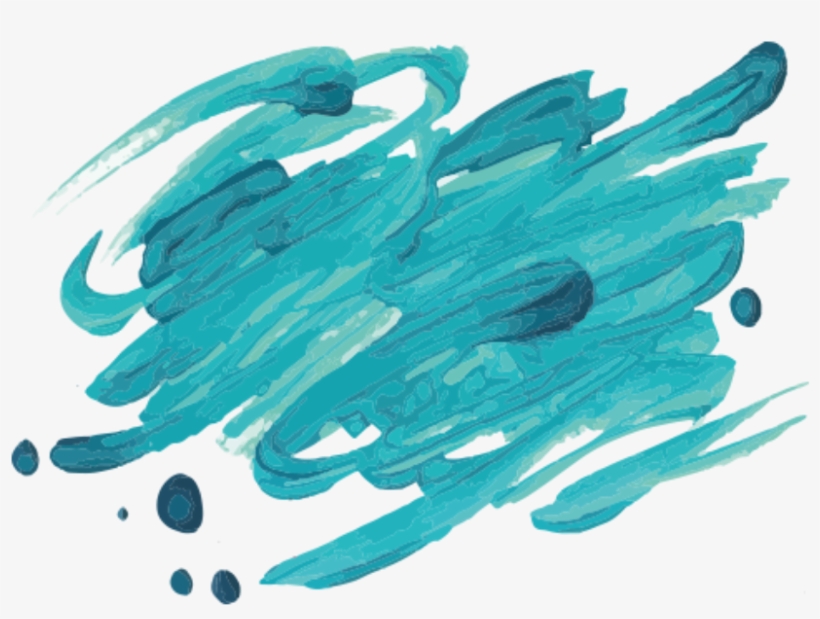 Ftestickers Watercolor Inkbrush Brushstrokes Teal Blue - Watercolor Brush Strokes, transparent png