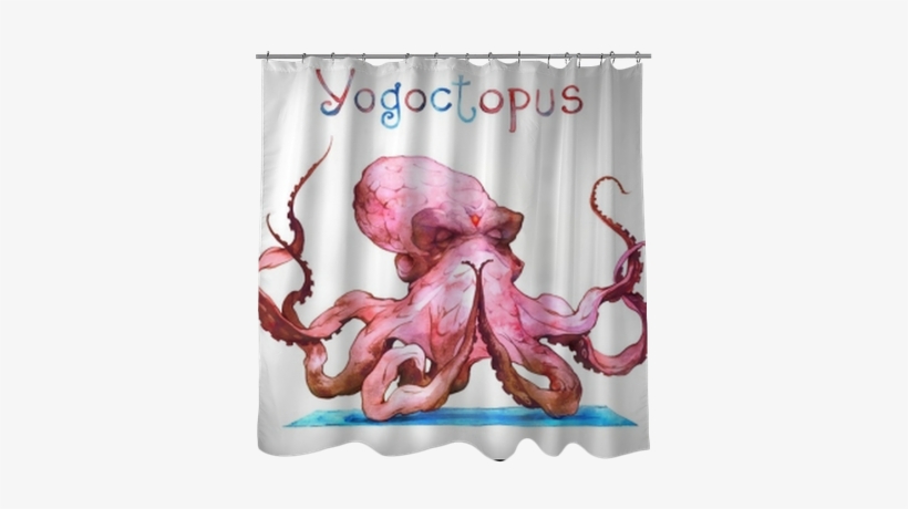 Watercolor Illustration Of A Meditation Octopus Shower - Wallpaper, transparent png