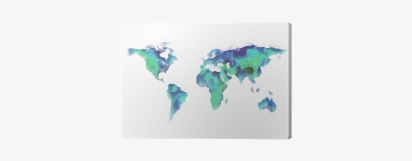 Blue And Green World Map, Watercolor Painting Canvas - World Map, transparent png