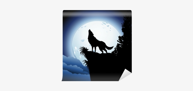 Blue Moon With Wolf, transparent png