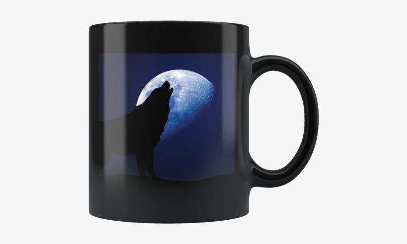 Wolf Howling At A Full Moon - Mug, transparent png
