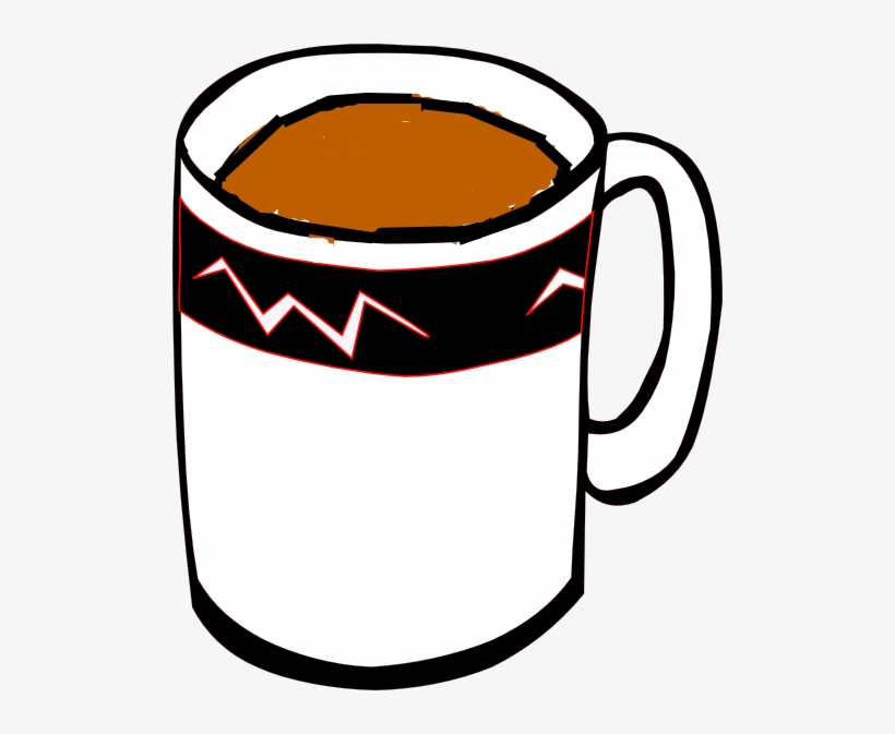 Tea Mug In White, Black And Red Clip Art - Mug Of Coffee Clipart, transparent png