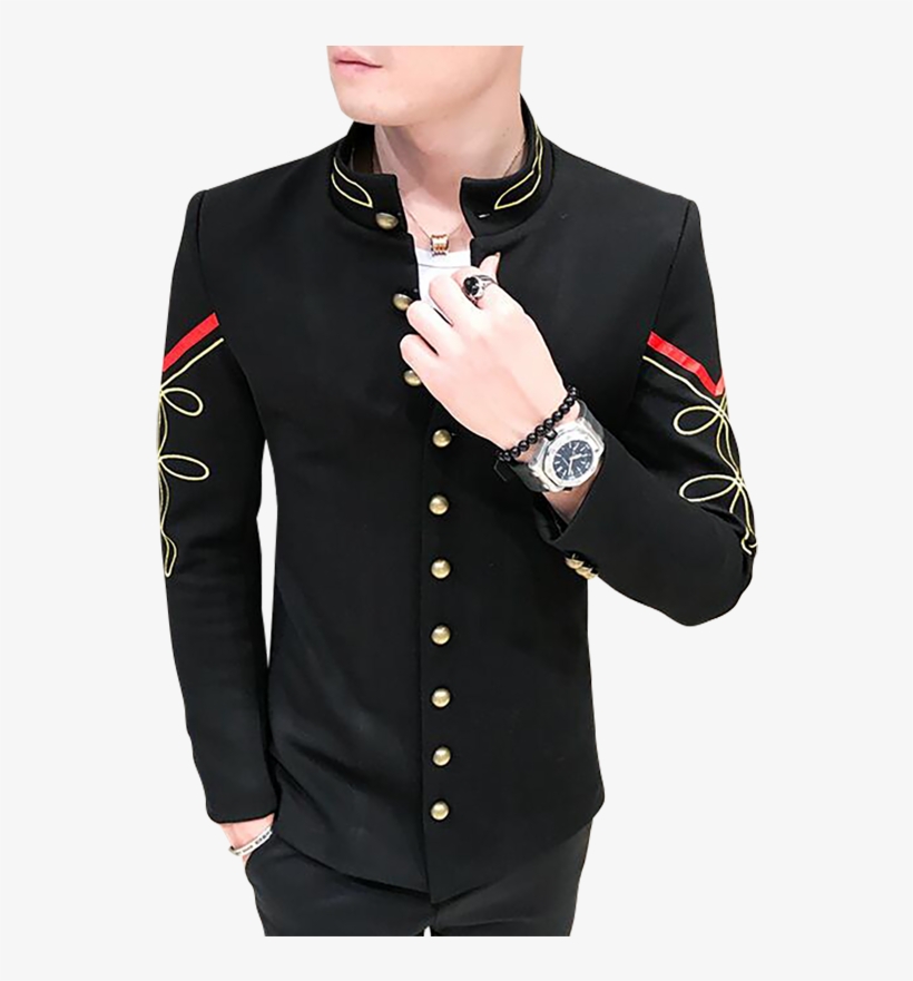 4 Color Gold Button Chinese Collar Suit Jacket Slim - Formal Wear, transparent png