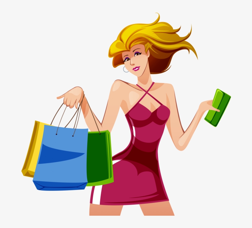 Shopping Girl Vector Png, transparent png