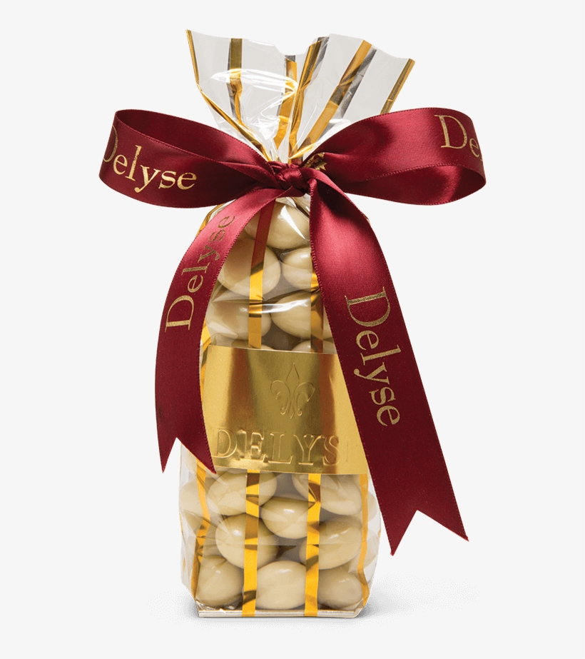 White Chocolate Praline Almonds Gold Bag Red Ribbon - Gift Wrapping, transparent png