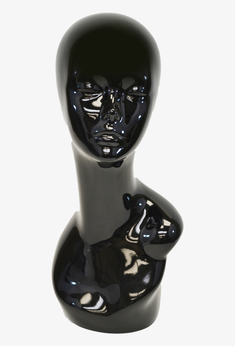 Display Female Mannequin Head Glossy Paint Black Pvc - Bronze Sculpture, transparent png