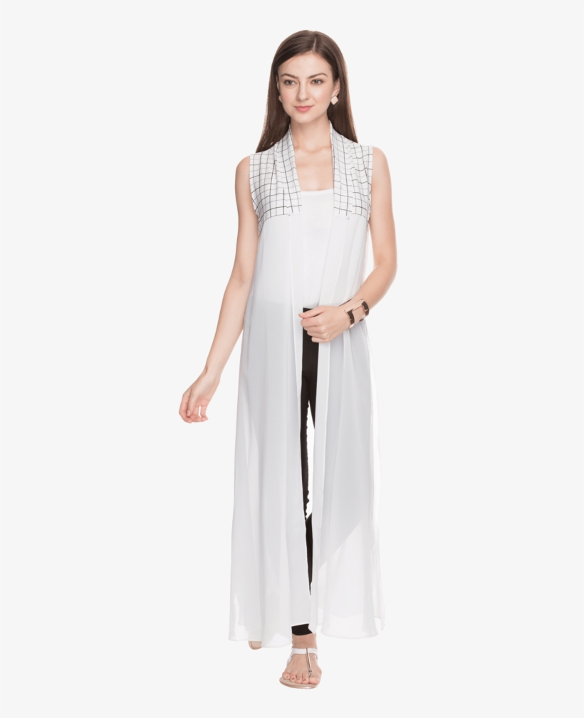 Women Slim Fit Check Shrug - Gown, transparent png