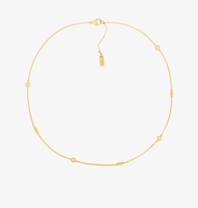 Roberto Coin 18kt Gold Necklace With Alternating Diamond - Body Jewelry, transparent png
