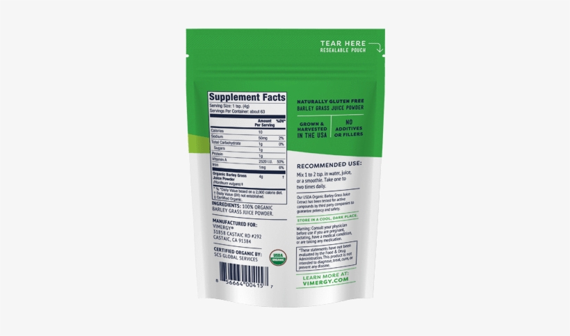 Organic Barleygrass Juice - Packaging And Labeling, transparent png