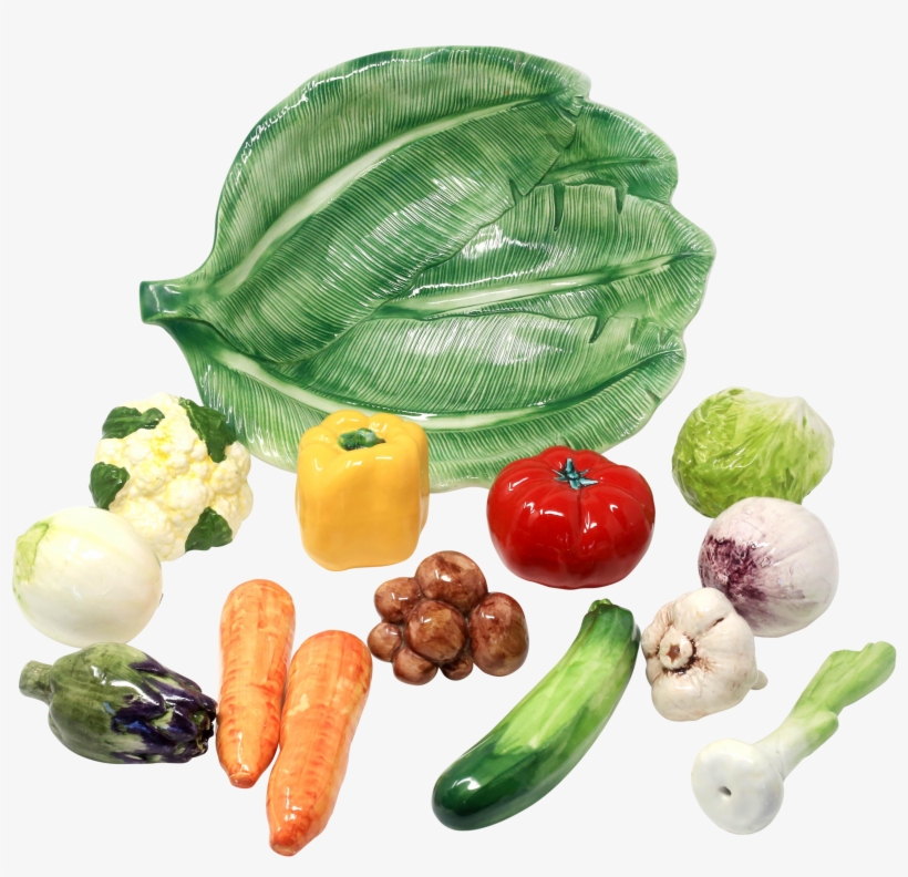 Large Vintage Italian Ceramic Banana Leaf Bowl With - Natural Foods, transparent png