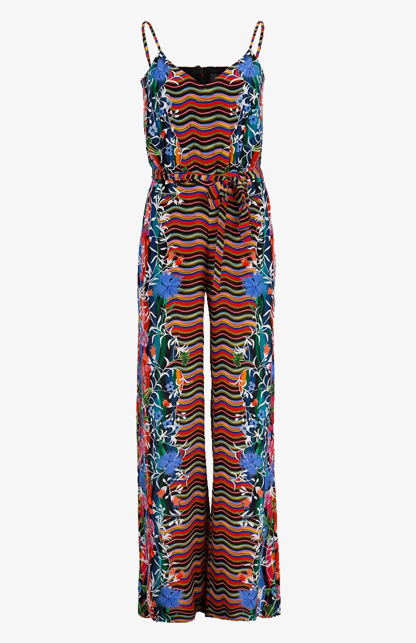 Saloni Loretta V Neck Wide Leg Printed Silk Jumpsuit - Day Dress, transparent png