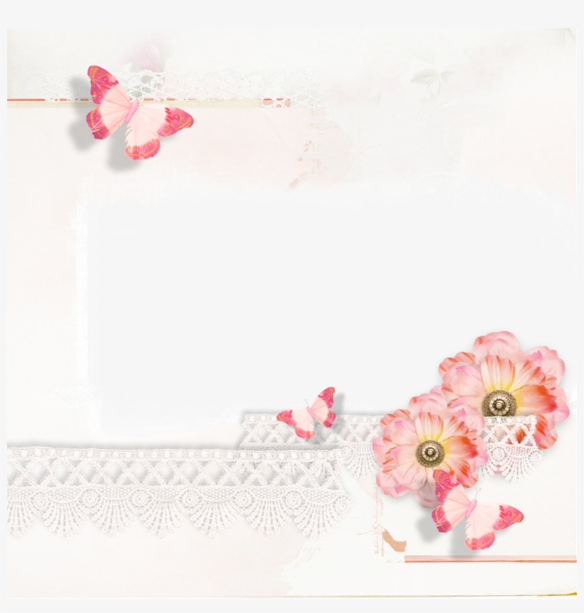 Ftestickers Butterflies Flowers Frame Borders White - Garden Roses, transparent png