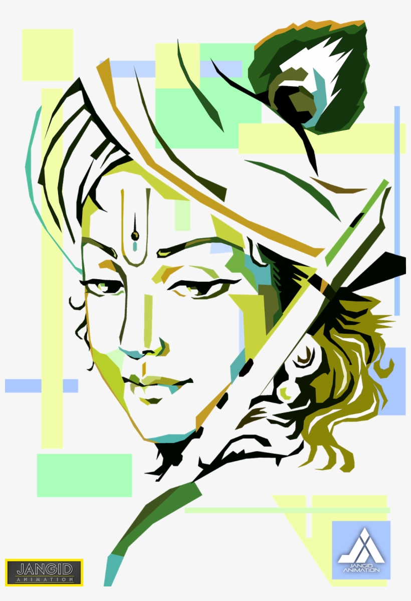 Shri Krishana Vector &illustrator Cool Design Wallpaper - Lord Krishna Flute Painting, transparent png