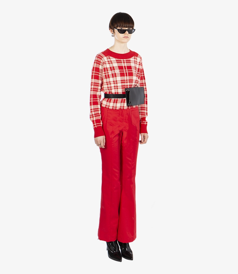 Red Plaid Sweater Top - Plaid, transparent png