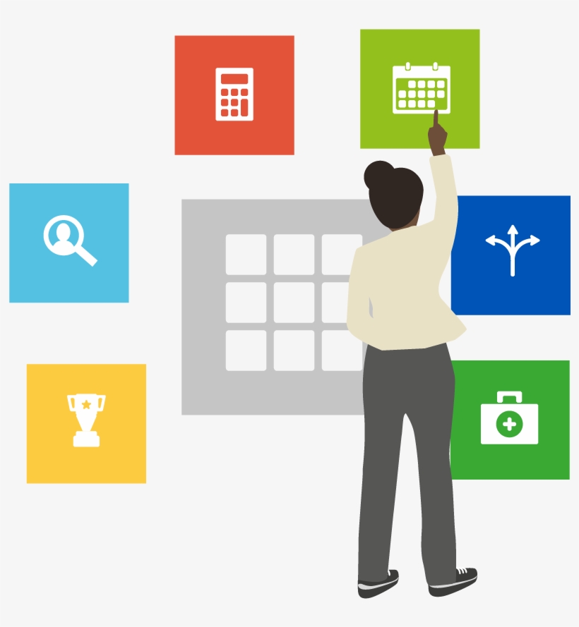 A Woman Selecting Calendar Icon - Shared Service Icon, transparent png