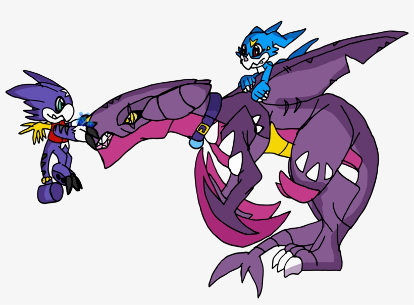 Il Mio Crossover Co Mega-garchomp, Veemon E Gumdramon - Cartoon, transparent png