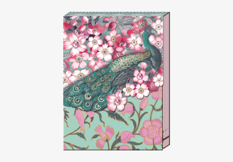 Cherry Blossom Peacock Pocket Note Pad - Peafowl, transparent png