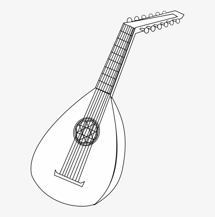 Musical Instruments Lute Coloring Book String Instruments - Lute Clip Art, transparent png