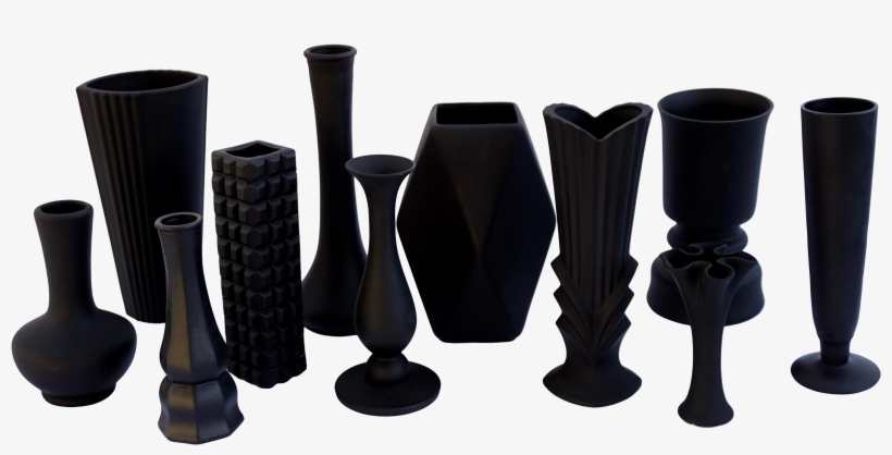 Vintage Assorted Matte Black Crystal & Glass Bud Vases - Tool, transparent png