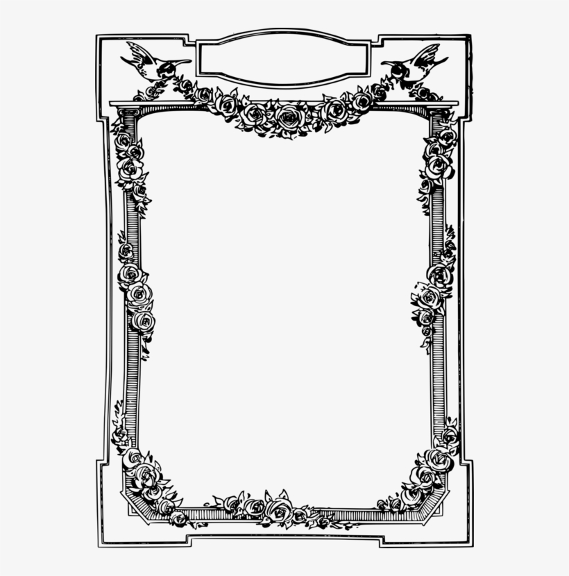 Picture Frames Black And White Bird Line Art Decorative - Bird Frame, transparent png