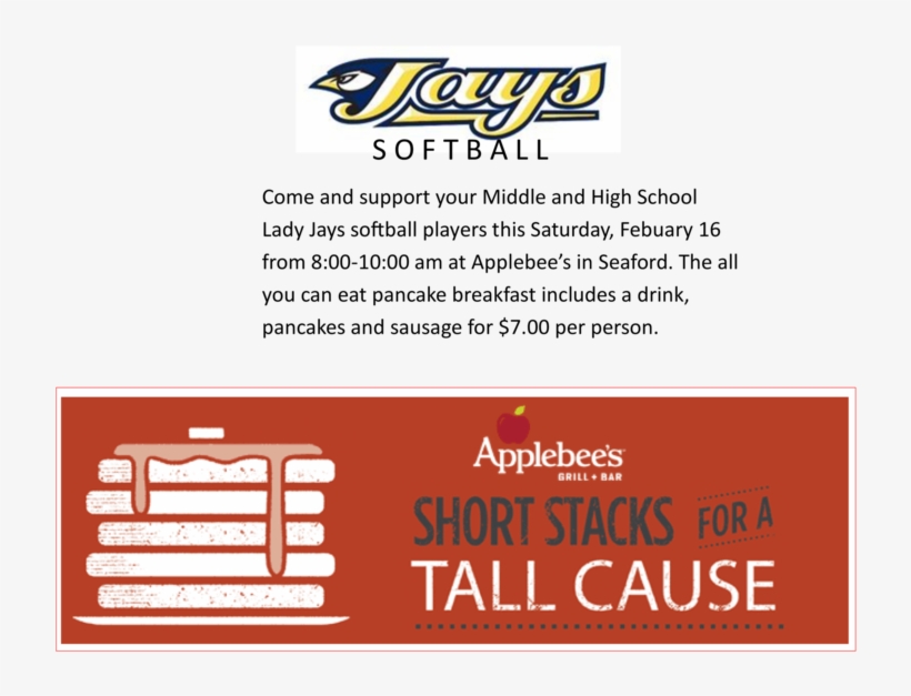 Pancake Fundraiser At Applebee's In Seaford - Poster, transparent png