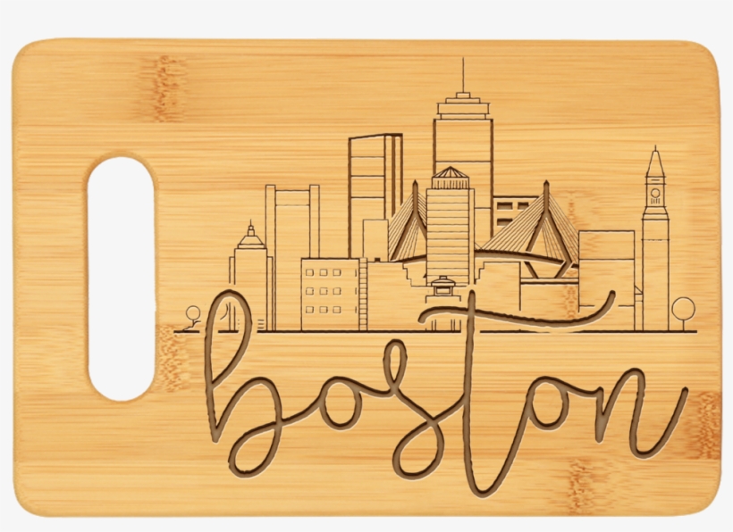 Boston City Skyline Bamboo Cutting Board - Boston Cityscape Line Drawing, transparent png