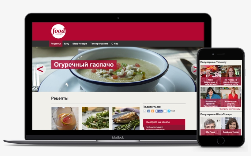 Responsive Interface Design For Food Network - Mobile Phone, transparent png