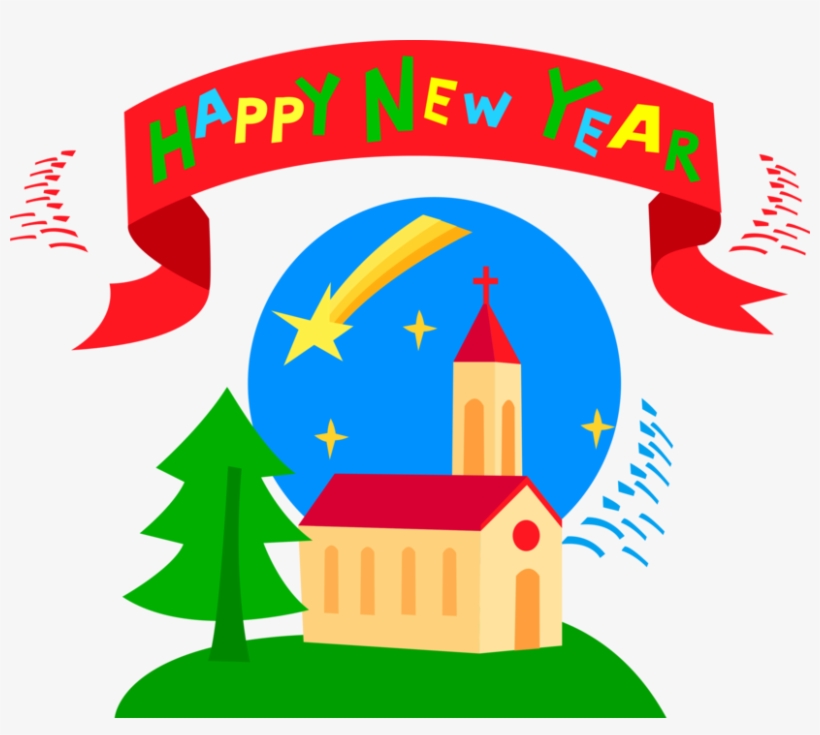 Vector Illustration Of Happy New Year Banner With Christian - Happy New Year, transparent png
