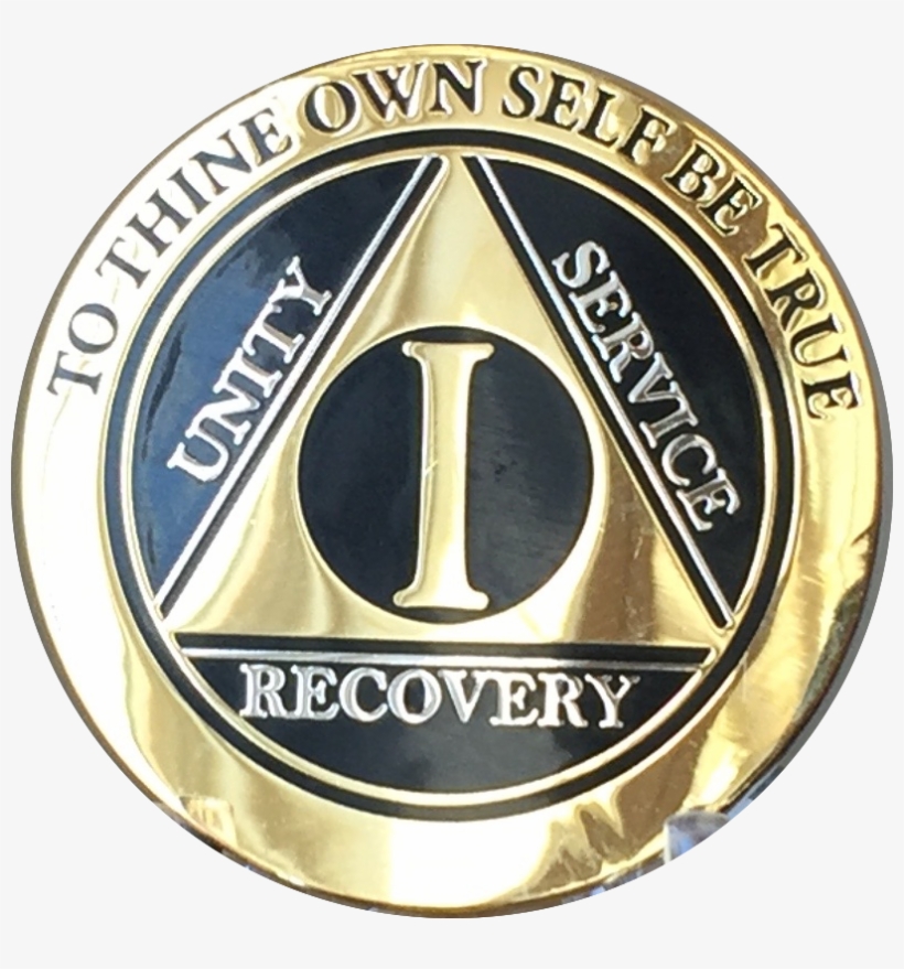 1 Year Aa Medallion Elegant Black Gold & Silver Plated - Emblem, transparent png