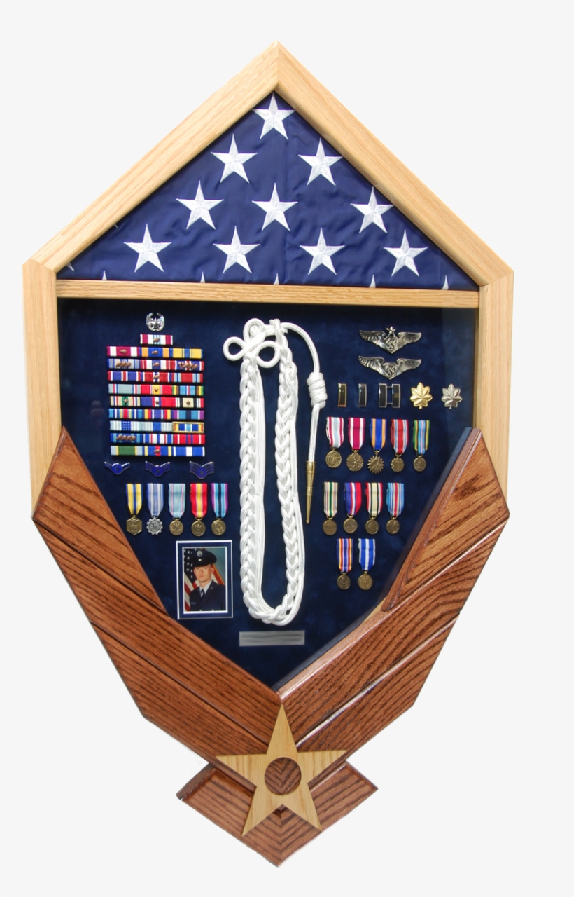 Air Force Wings Shadow Box Display With Flag - Emblem, transparent png