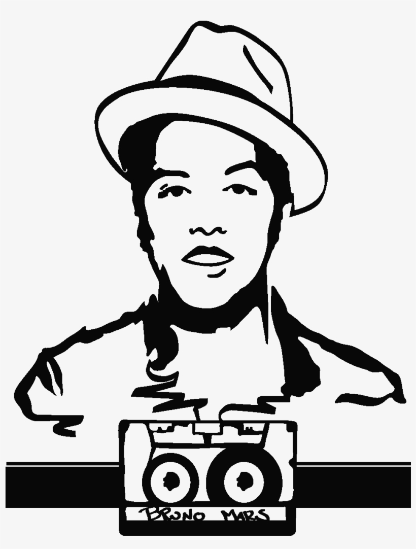 Sticker Bruno Mars - Silueta De Bruno Mars, transparent png