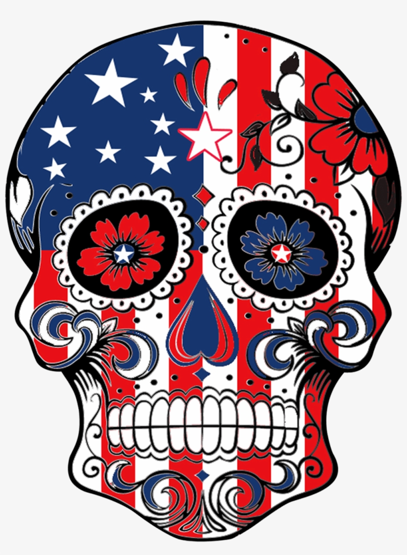 1000 X 1314 3 - American Flag Sugar Skull, transparent png